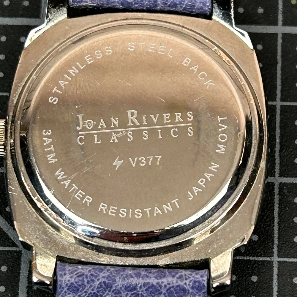 Joan Rivers Classics‎ Quartz Orange Dial Watch Blue Leather Strap